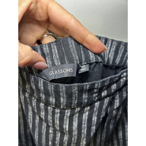 Glassons Striped Capri Pants Women’s Size 10 Linen Blend Pockets - Picture 3 of 5